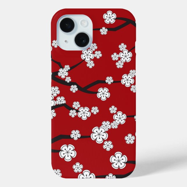 Elegante Blume von Sakura Cherry Blossom iPhone 15 Hülle (Rückseite)