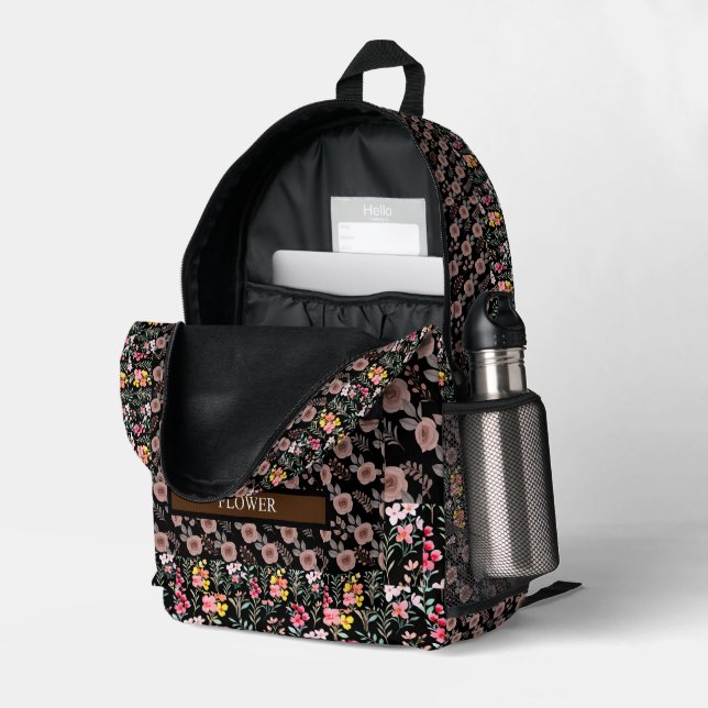 Elegante Blume Wasserfarbe individuell anpassen Bedruckter Rucksack (Rückseitige Ecke links (Offen) )