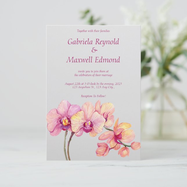 Elegante Blume Watercolor Einladung (Stehend Vorderseite)