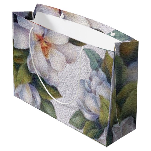 Elegante Blume Watercolor Große Geschenktüte (Rückseite Schrägansicht)