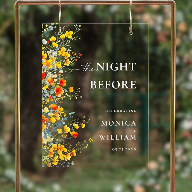 Elegante Blume Watercolor WELCOME Probe Dinner Acrylschild (Von Creator hochgeladen)