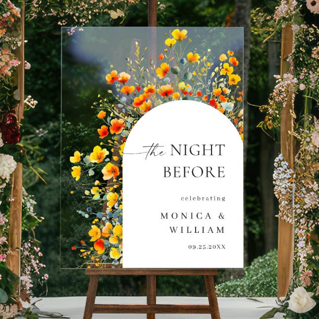 Elegante Blume Watercolor WELCOME Probe Dinner Acrylschild (Von Creator hochgeladen)