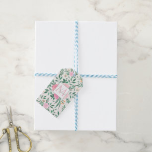 Elegante Blume Weiß Rosa Wasserfarben Geschenkanhänger