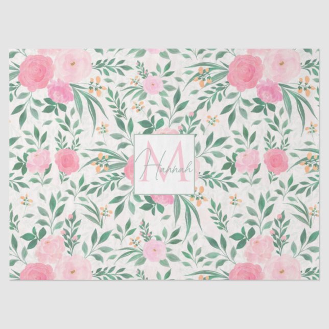 Elegante Blume Weiß Rosa Wasserfarben Seidenpapier (Vorderseite)