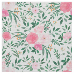 Elegante Blume Weiß Rosa Wasserfarben Stoff
