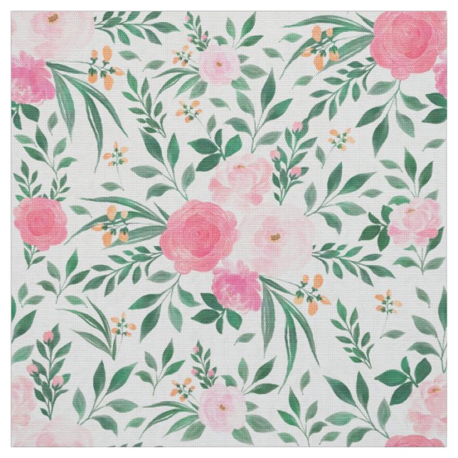 Elegante Blume Weiß Rosa Wasserfarben Stoff (Muster)