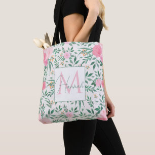 Elegante Blume Weiß Rosa Wasserfarben Tasche