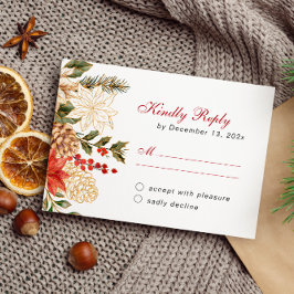 Elegante Blume Winterhochzeit RSVP Karte