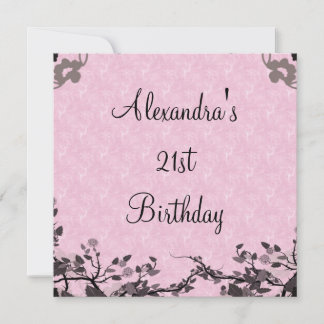 Elegante Blume zum 21. Geburtstag Einladung