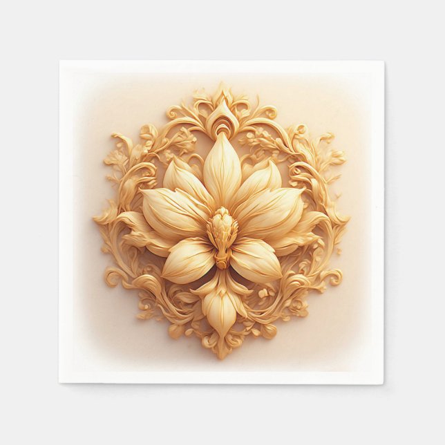 Elegante Blume zum Verzierten Hintergrund Serviette (Vorderseite)