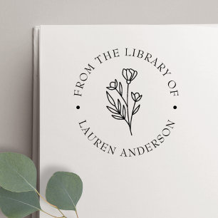 Elegante Blumen aus der Bibliothek des Exlibris Permastempel