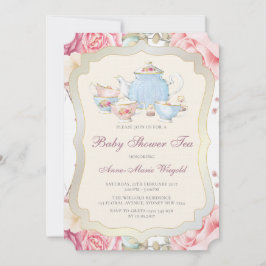 Elegante Blumen-Baby-Dusche Tee Einladung