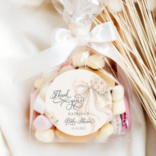 Elegante Blumen-Baby-Shower-Dankeschön Runder Aufkleber