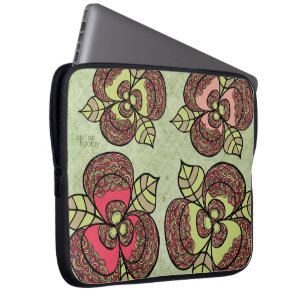 Elegante Blumen Blumen Designer Laptop Hülle Tasch Laptopschutzhülle
