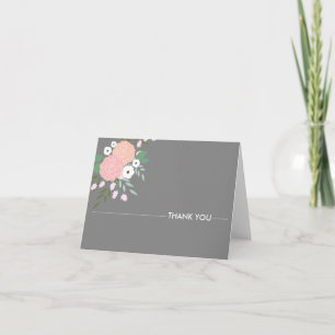 Elegante Blumen-Dankeskarten - grau Dankeskarte