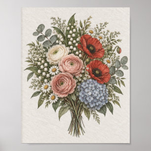 Elegante Blumen-Galeriedekoration Poster