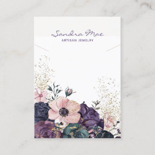 Elegante Blumen Gold Glitter Schmuckanzeigekarte Visitenkarte