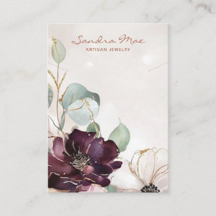 Elegante Blumen Gold Glitter Schmuckanzeigekarte Visitenkarte