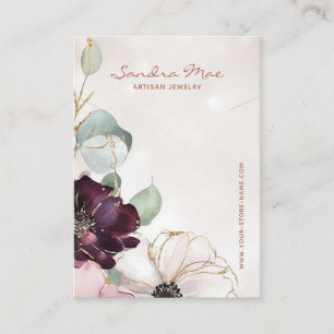 Elegante Blumen-Gold-Glitter-Schmuckanzeigekarte Visitenkarte