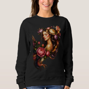 Elegante Blumen-Göttinnen-Kunst Sweatshirt