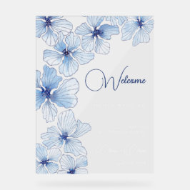 Elegante Blumen Hochzeit Willkommen Acrylschild