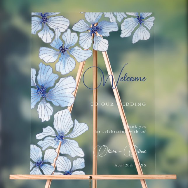 Elegante Blumen Hochzeit Willkommen Acrylschild (Neutral)