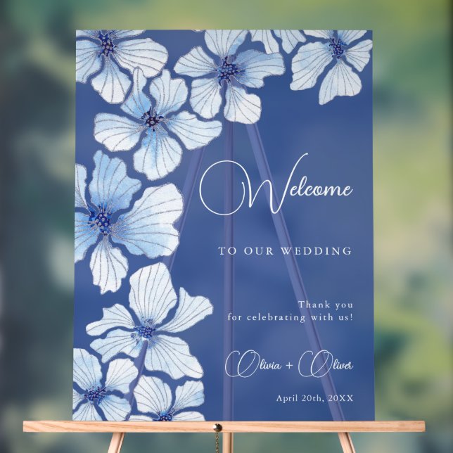 Elegante Blumen Hochzeit Willkommen Acrylschild (Neutral)