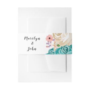 Elegante Blumen Hochzeitliches Wasser Einladungsbanderole