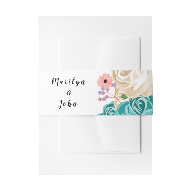 Elegante Blumen Hochzeitliches Wasser Einladungsbanderole (Vorderseite Beispiel)
