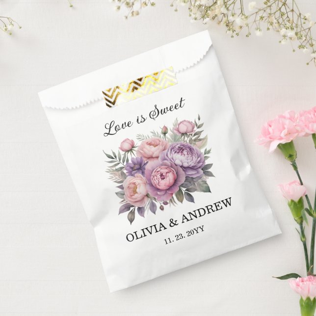 Elegante Blumen in sanften Pastelltaschen Gastgesc Geschenktütchen (Versiegelt)