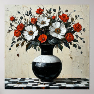 🌸 Elegante Blumen in Vasen Stillleben Botanik Poster