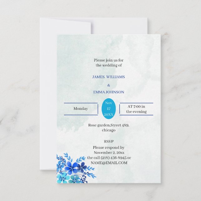 Elegante Blumen, individuell auf Hochzeiten abgest Einladung (Vorderseite)