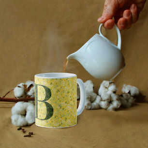 Elegante Blumen-Klassiker-Monogramm B gelb mit Phr Kaffeetasse