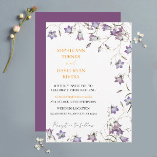 Elegante Blumen Lavender Bellflower Wedding Einladung
