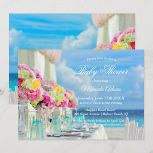 Elegante Blumen Ocean Beach Baby Dusche Einladung