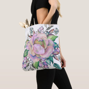 Elegante Blumen-Pastell-Aquarell Tasche