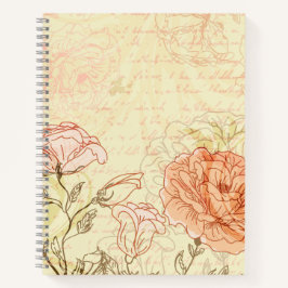 Elegante Blumen Rose Kalligrafie Vintage Notizbuch