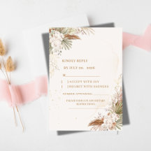 Elegante Blumen-RSVP-Karte | Weiße Blumen & Gold