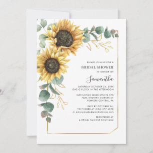 Elegante Blumen-Sonnenblumen-Eukalyptus-Brautparty Einladung
