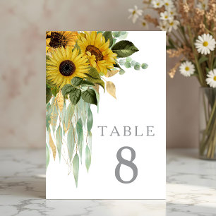 Elegante Blumen-Sonnenblumen-Hochzeit  Tischnummer