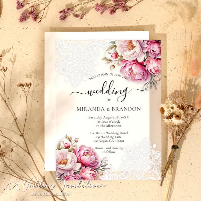 Elegante Blumen Spitzen Akryllische Hochzeitseinla Acryleinladungen (Von Creator hochgeladen)