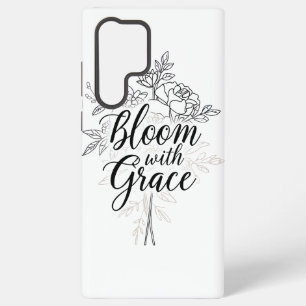Elegante Blumen-Typografie in Linienkunst Samsung Galaxy Hülle
