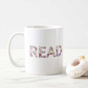 Elegante Blumen-Typografie zum LESEN - Pastell-Bot Kaffeetasse