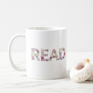 Elegante Blumen-Typografie zum LESEN - Pastell-Bot Kaffeetasse