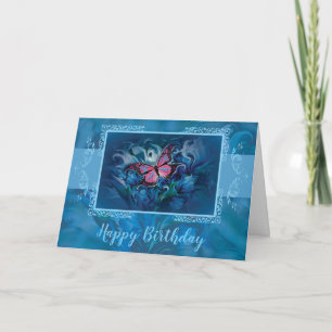Elegante Blumen und Schmetterling Karte