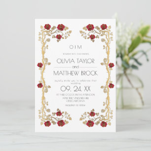 Elegante Blumen Verzierte Rose Hochzeit Einladung