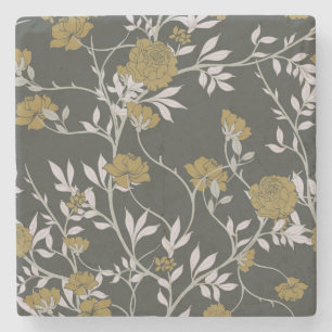 Elegante Blumen: Vintages Musterdesign. Steinuntersetzer