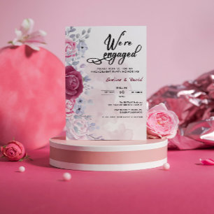 Elegante Blumen Wir sind verlobt Verlobungsfeier Einladung