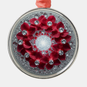 Elegante Blumenanordnung mit roten Orchideen Ornament Aus Metall