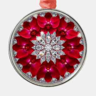 Elegante Blumenanordnung mit roten Orchideen Ornament Aus Metall